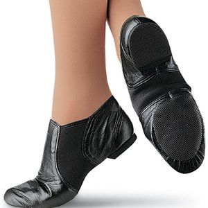 Capezio slip on jazz shoes black leather girls 11, 4  fits small